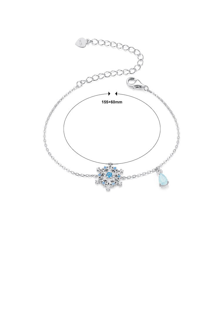925 Sterling Silver Fashion Simple Snowflake Bracelet with Cubic Zirconia - Luxurious Look