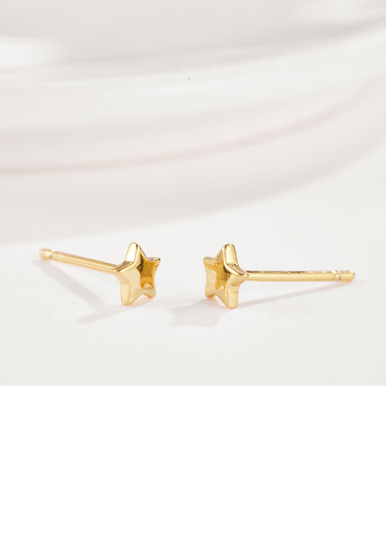 Simple Fashion Plated Gold Star Stud Earrings