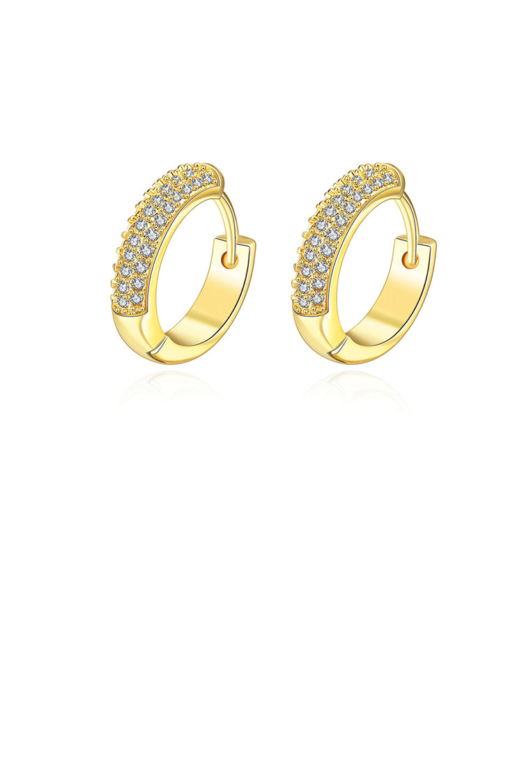 Simple Flashing Plated Gold Round Cubic Zircon Earrings