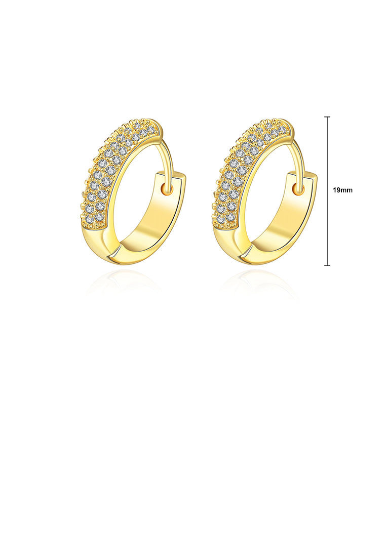 Simple Flashing Plated Gold Round Cubic Zircon Earrings