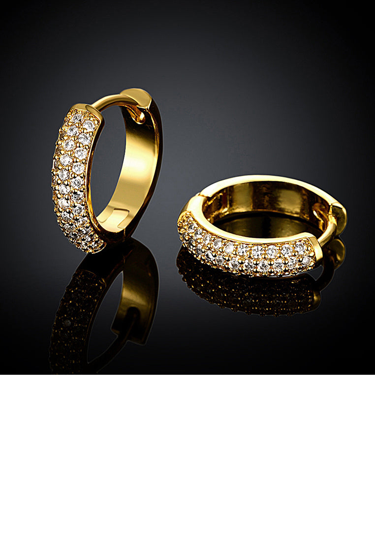 Simple Flashing Plated Gold Round Cubic Zircon Earrings