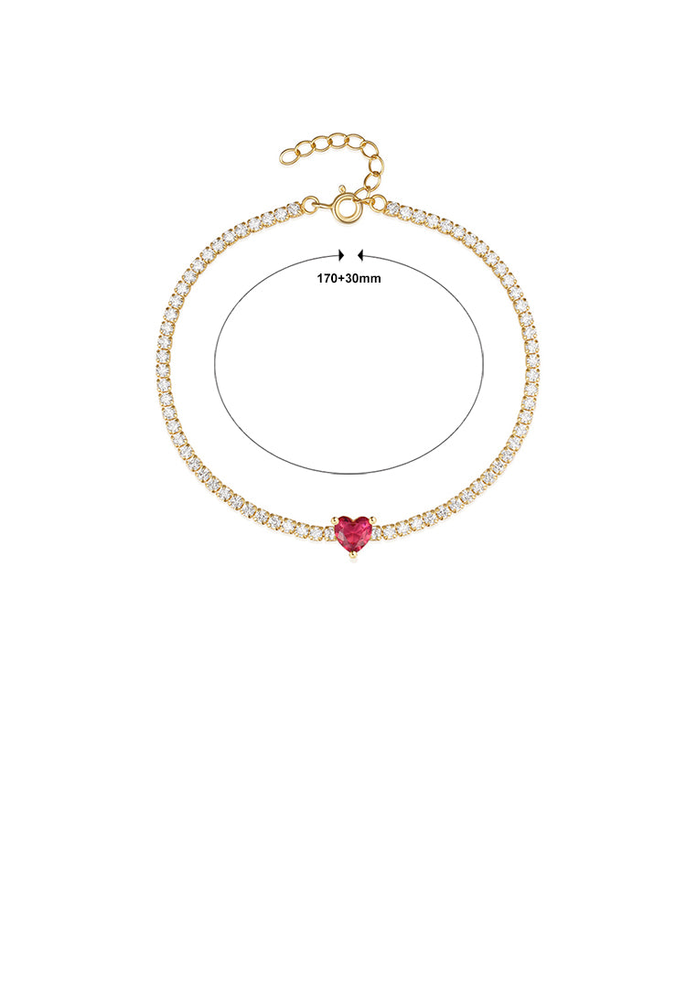 925 Sterling Silver Plated Gold Fashion Brilliant Heart Bracelet with Cubic Zirconia - Luxurious Look