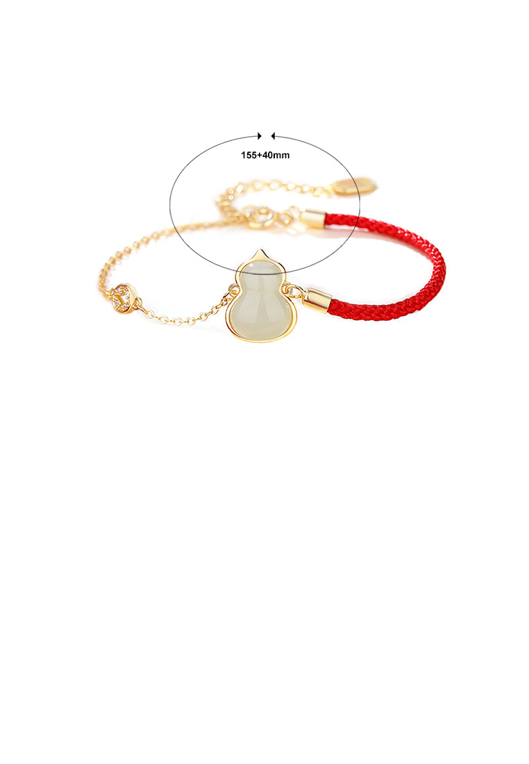 925 Sterling Silver Plated Gold Fashion Vintage Gourd Copper Coin Bracelet with Cubic Zirconia - Luxurious Look