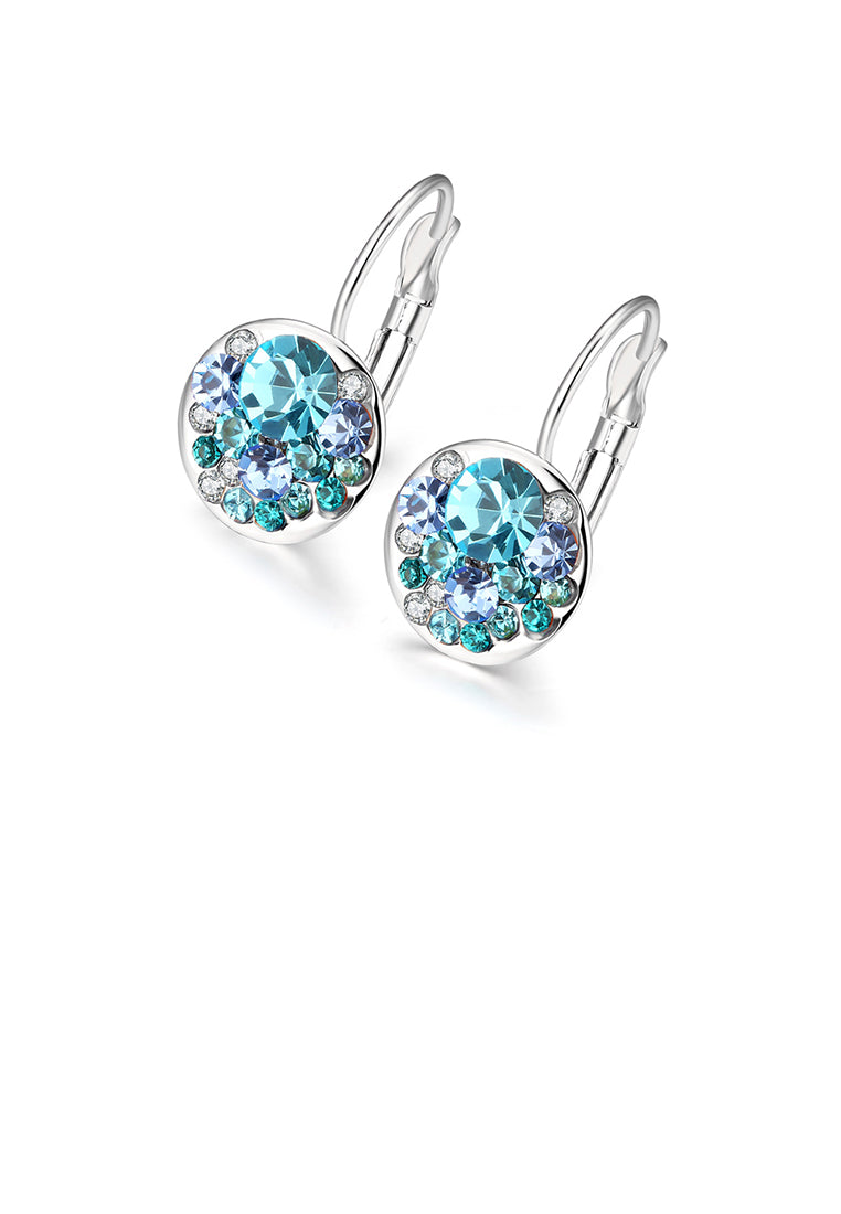 Fashion Elegant Round Earrings with Blue Austrian Element Crystal