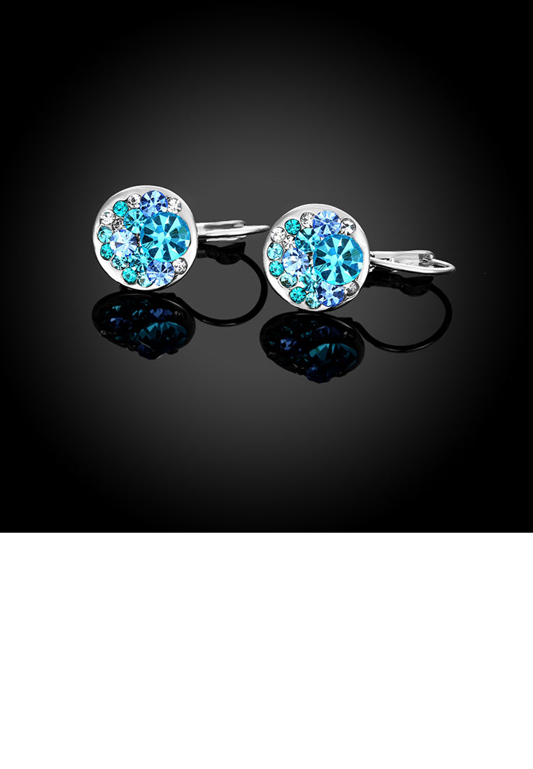 Fashion Elegant Round Earrings with Blue Austrian Element Crystal