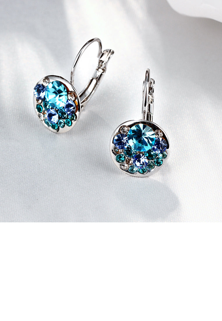 Fashion Elegant Round Earrings with Blue Austrian Element Crystal
