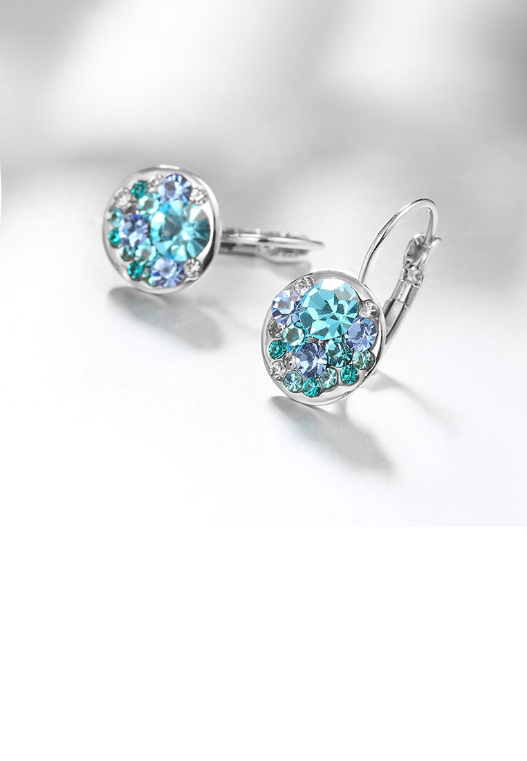 Fashion Elegant Round Earrings with Blue Austrian Element Crystal