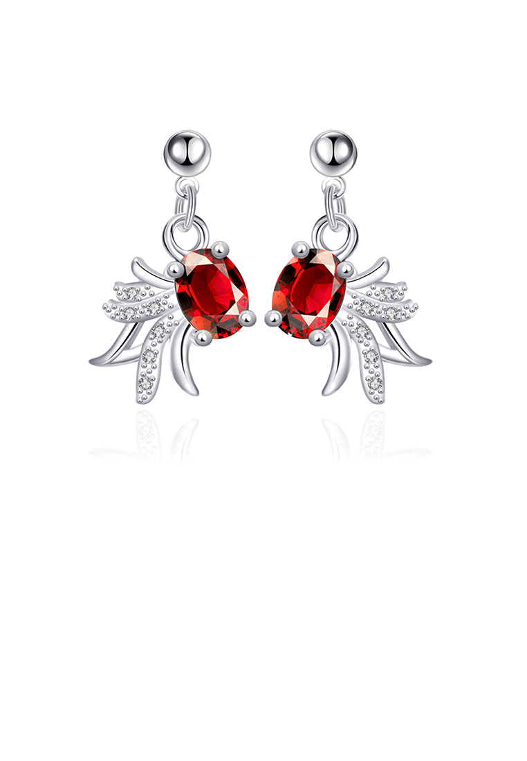 Elegant Fashion Golden Fish Red Cubic Zircon Earrings - Vibrant Color