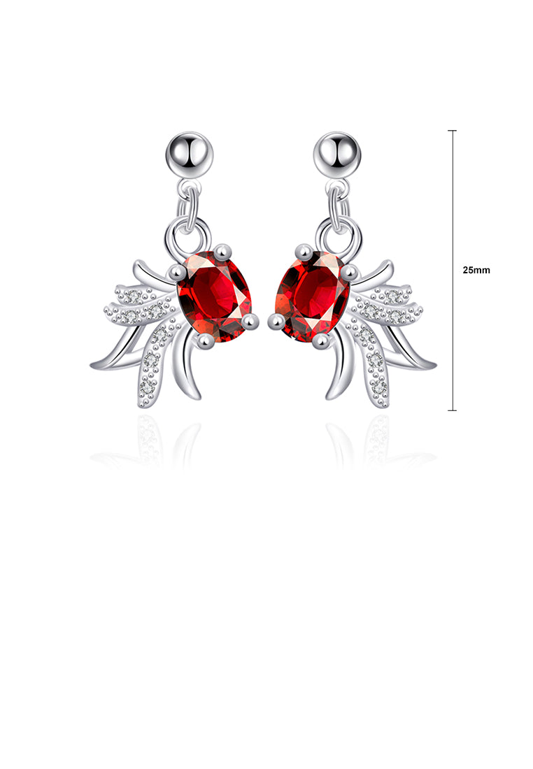 Elegant Fashion Golden Fish Red Cubic Zircon Earrings - Vibrant Color