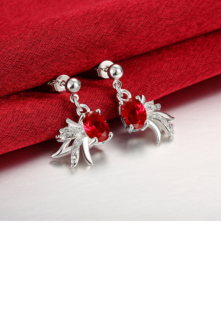 Elegant Fashion Golden Fish Red Cubic Zircon Earrings - Vibrant Color