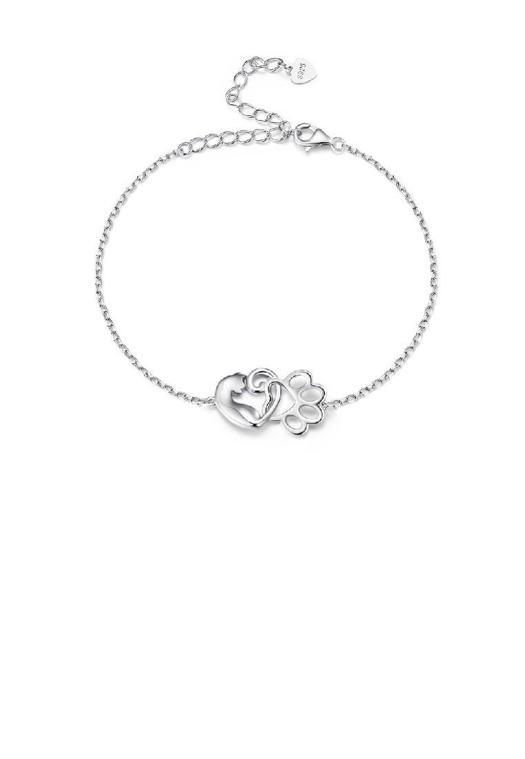 925 Sterling Silver Simple and Cute Cat Paw Bracelet