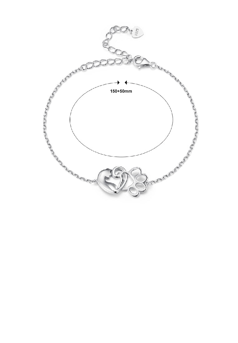 925 Sterling Silver Simple and Cute Cat Paw Bracelet