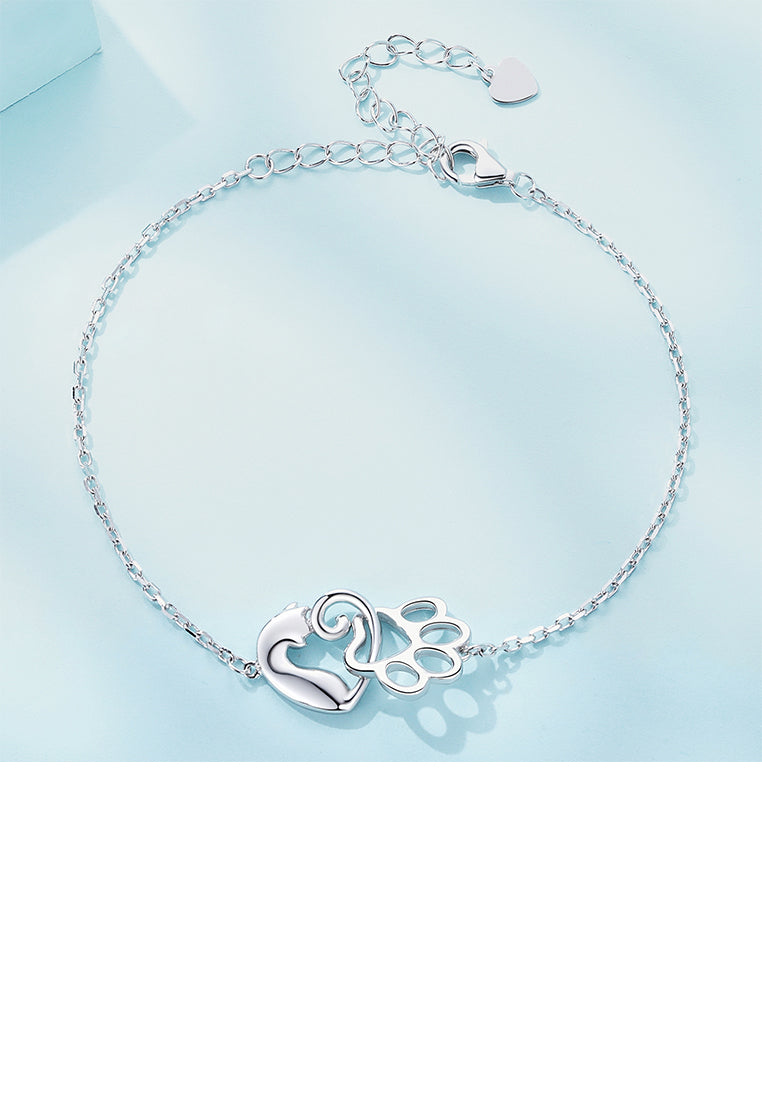 925 Sterling Silver Simple and Cute Cat Paw Bracelet