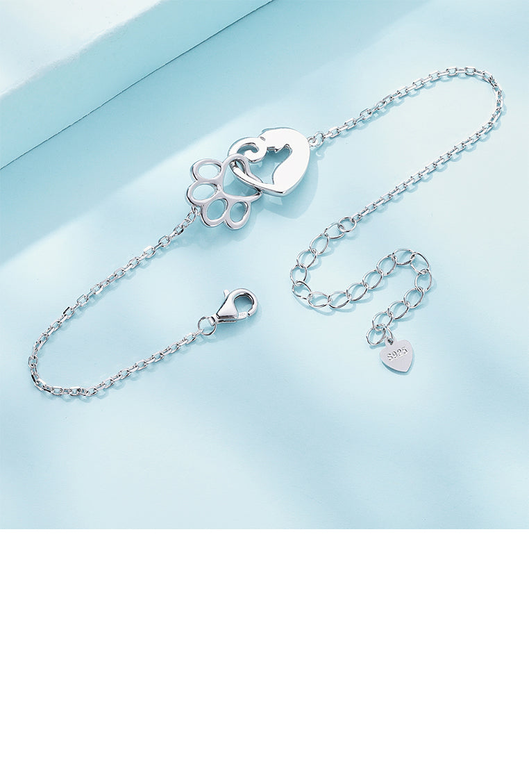 925 Sterling Silver Simple and Cute Cat Paw Bracelet