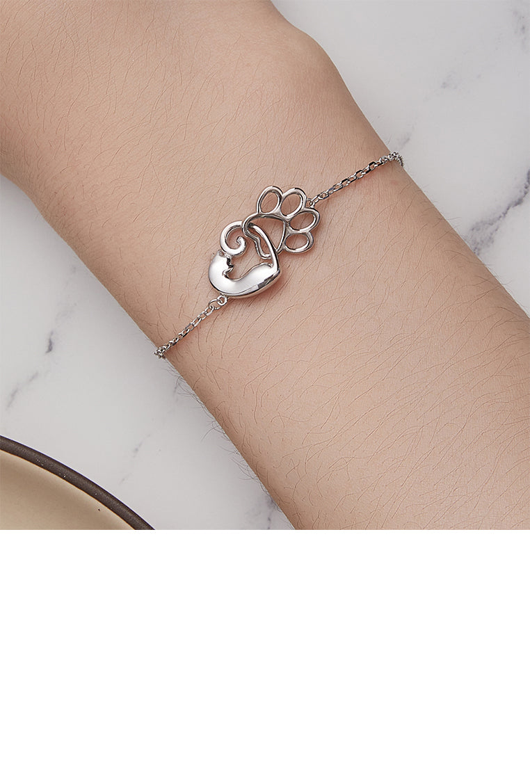 925 Sterling Silver Simple and Cute Cat Paw Bracelet