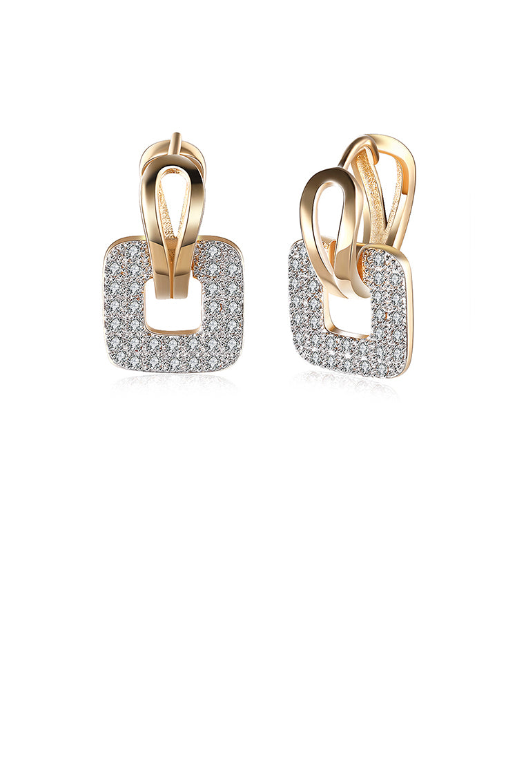 Elegant Sparkling Square Cubic Zircon Earrings