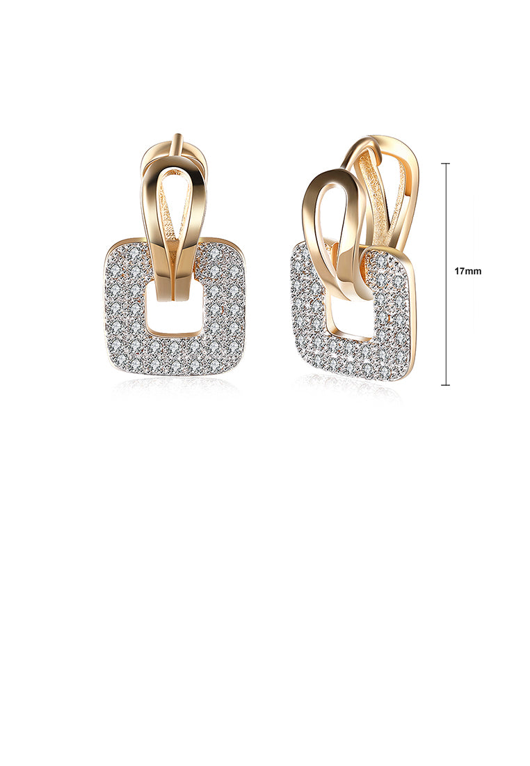 Elegant Sparkling Square Cubic Zircon Earrings