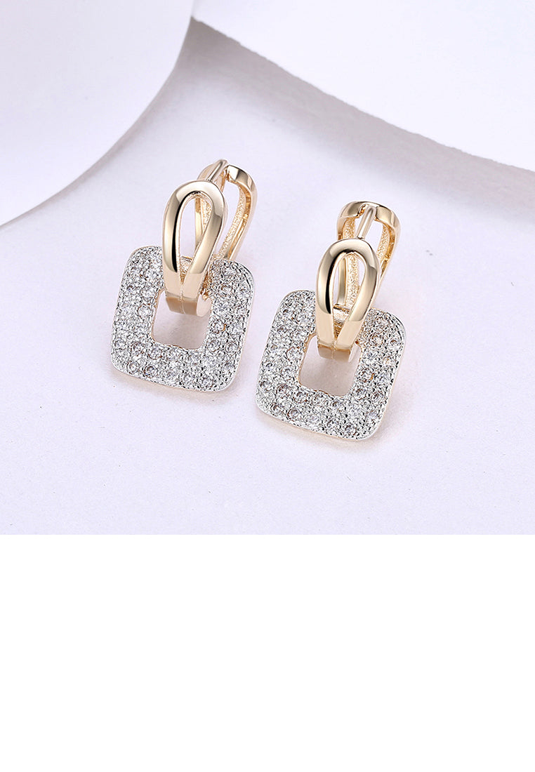 Elegant Sparkling Square Cubic Zircon Earrings