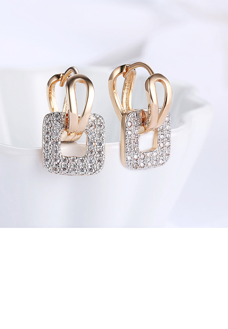 Elegant Sparkling Square Cubic Zircon Earrings