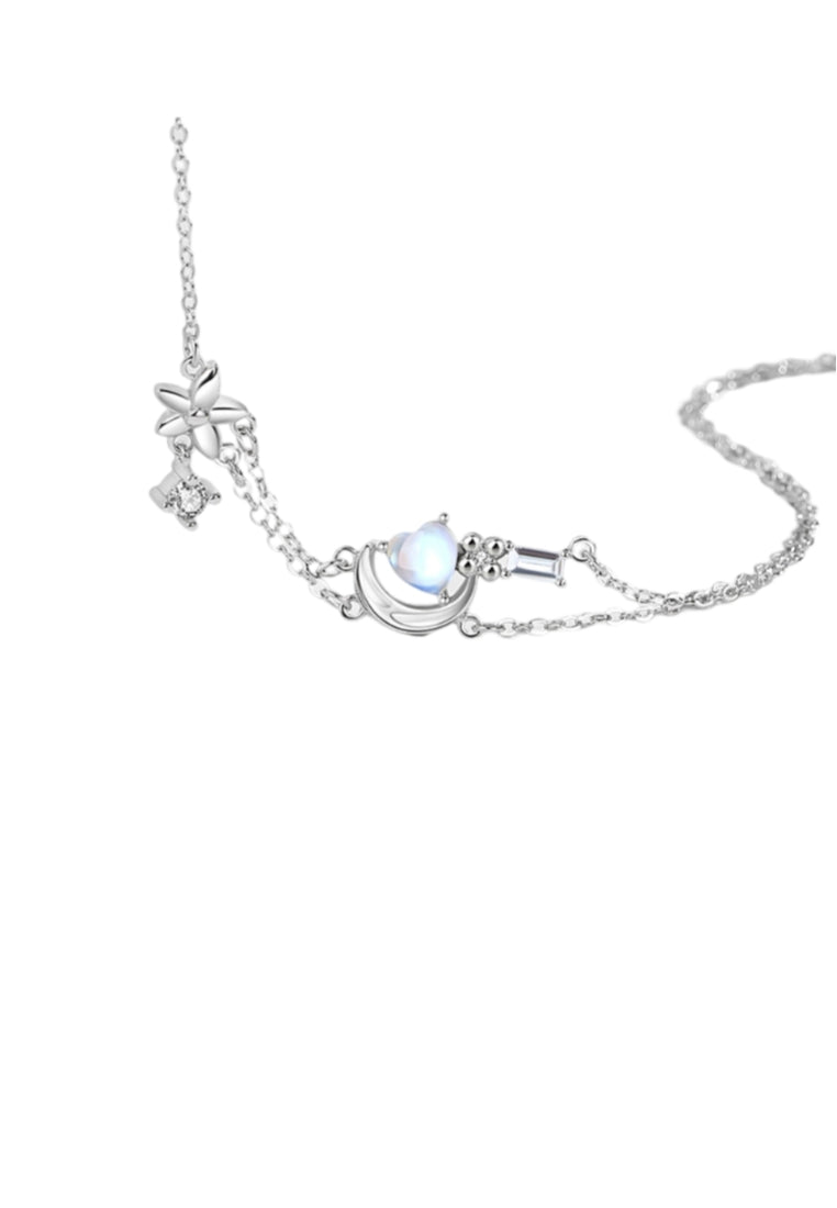 925 Sterling Silver Fashion Simple Flower Moon Shell Bracelet with Cubic Zirconia - Luxurious Look