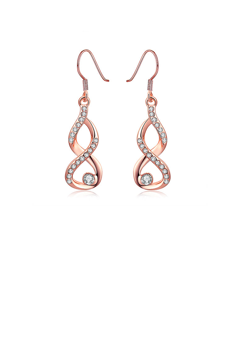 Plated Rose Gold Minimalist Earrings with Austrian Element Crystal