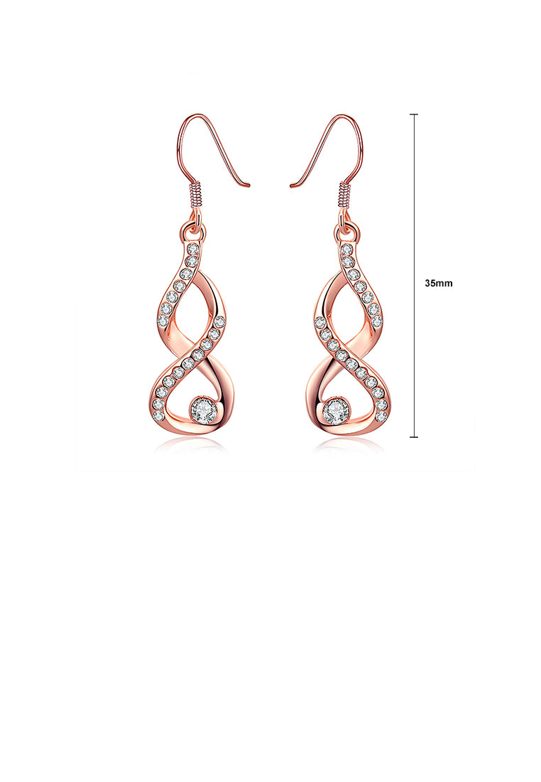 Plated Rose Gold Minimalist Earrings with Austrian Element Crystal
