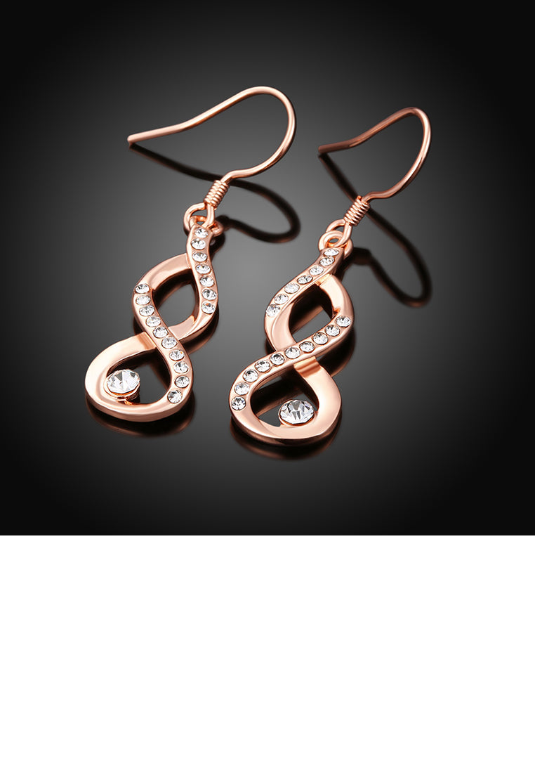 Plated Rose Gold Minimalist Earrings with Austrian Element Crystal