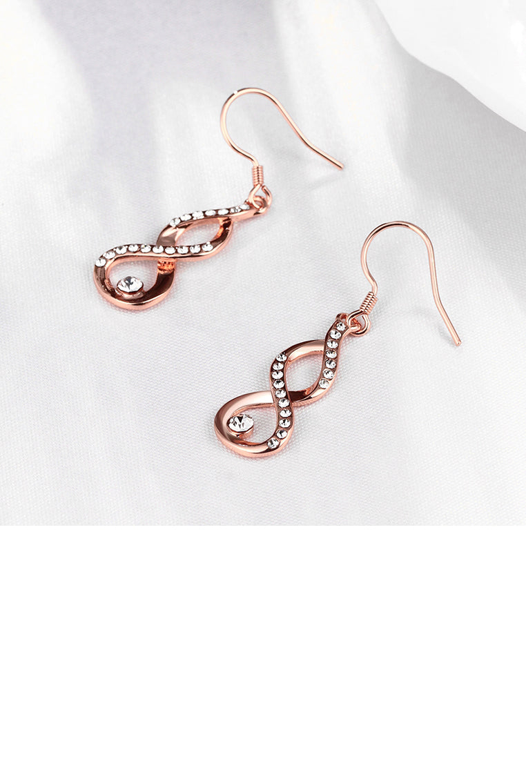 Plated Rose Gold Minimalist Earrings with Austrian Element Crystal
