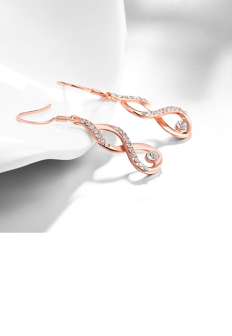 Plated Rose Gold Minimalist Earrings with Austrian Element Crystal