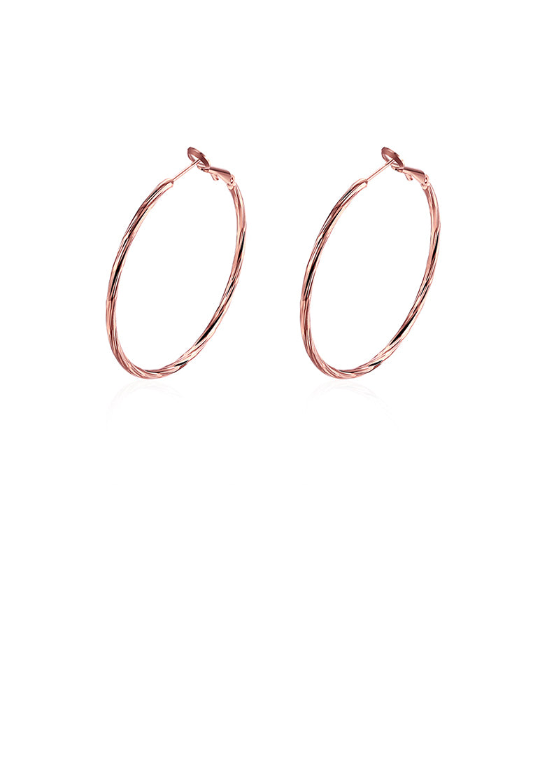 Simple Plated Rose Gold Geometric Circle Earrings