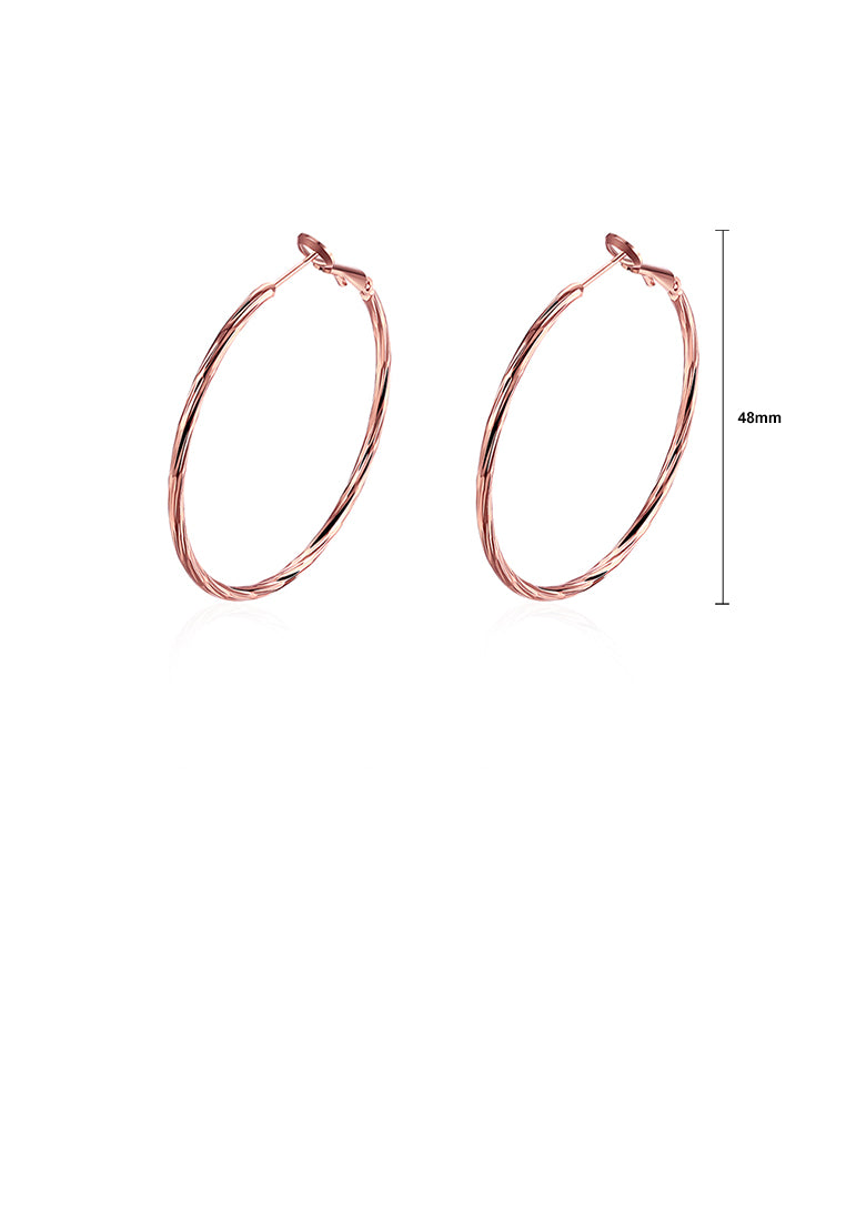 Simple Plated Rose Gold Geometric Circle Earrings