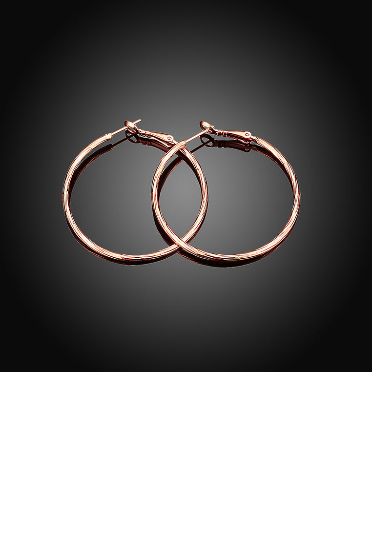 Simple Plated Rose Gold Geometric Circle Earrings