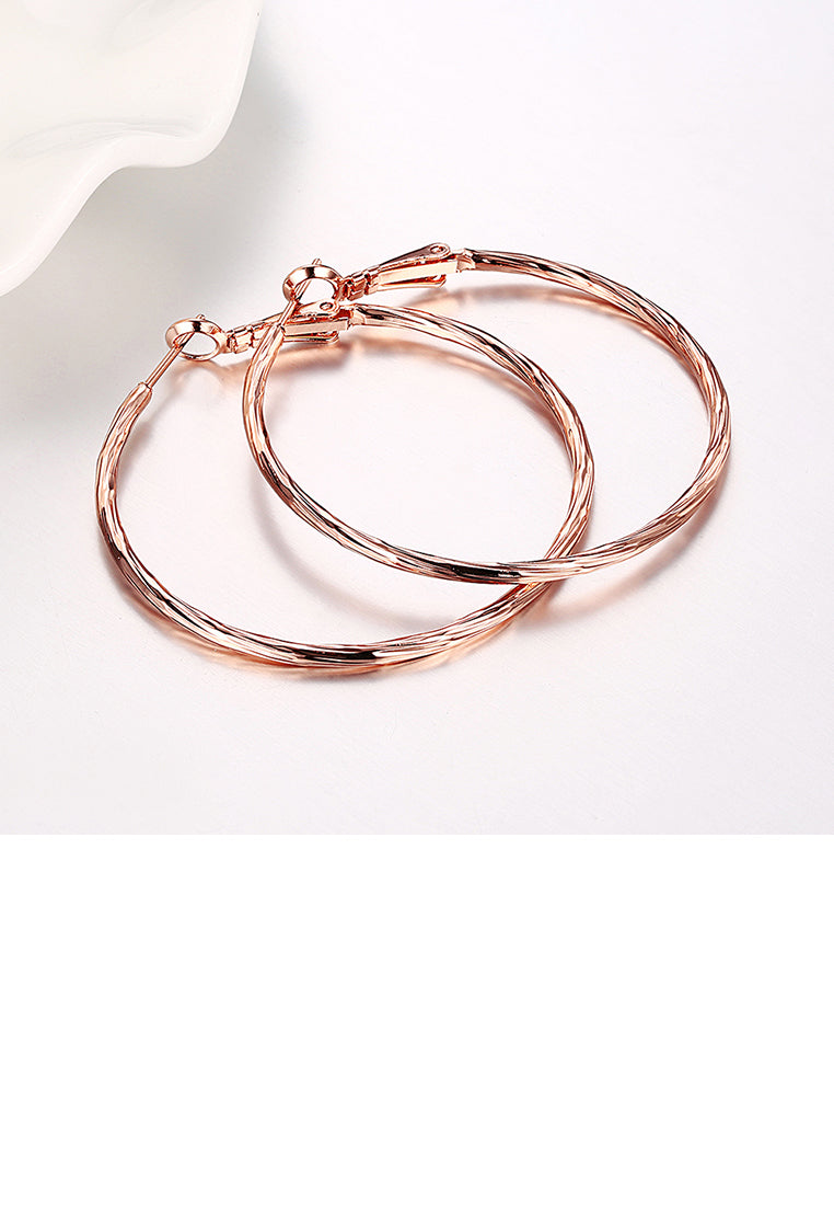 Simple Plated Rose Gold Geometric Circle Earrings