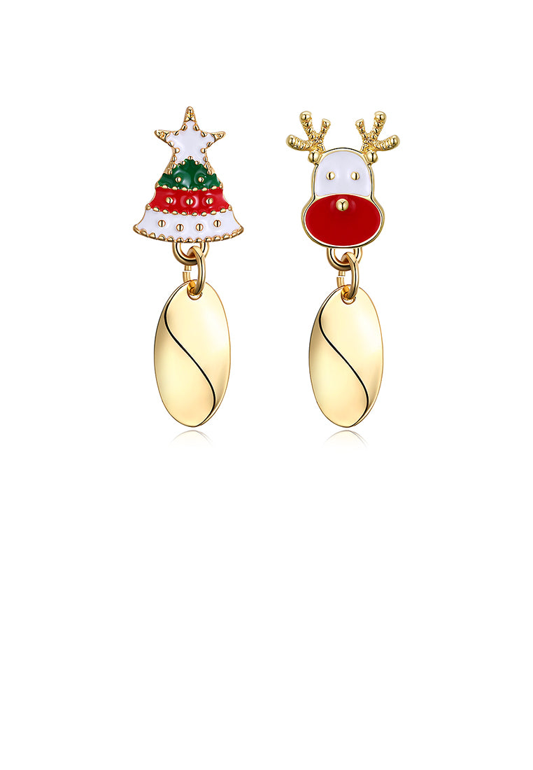 Fashion Christmas Tree and Elk Asymmetric Earrings