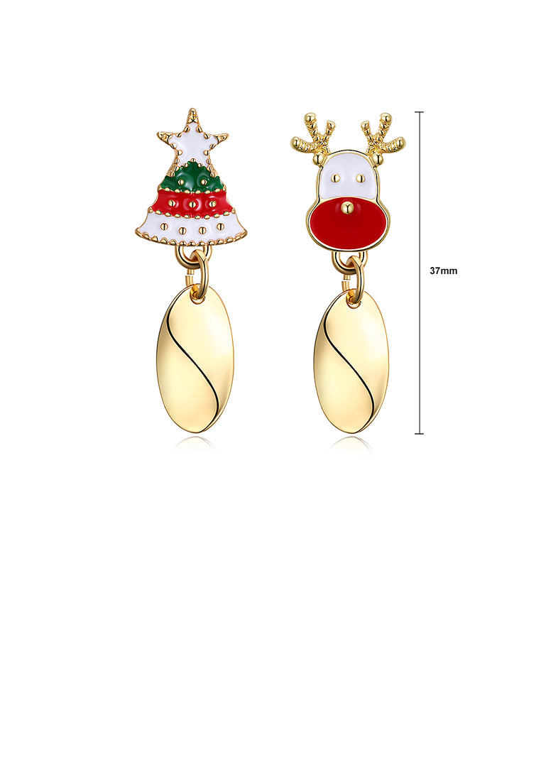 Fashion Christmas Tree and Elk Asymmetric Earrings