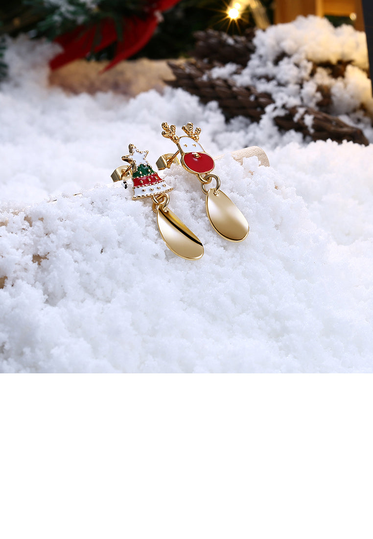 Fashion Christmas Tree and Elk Asymmetric Earrings