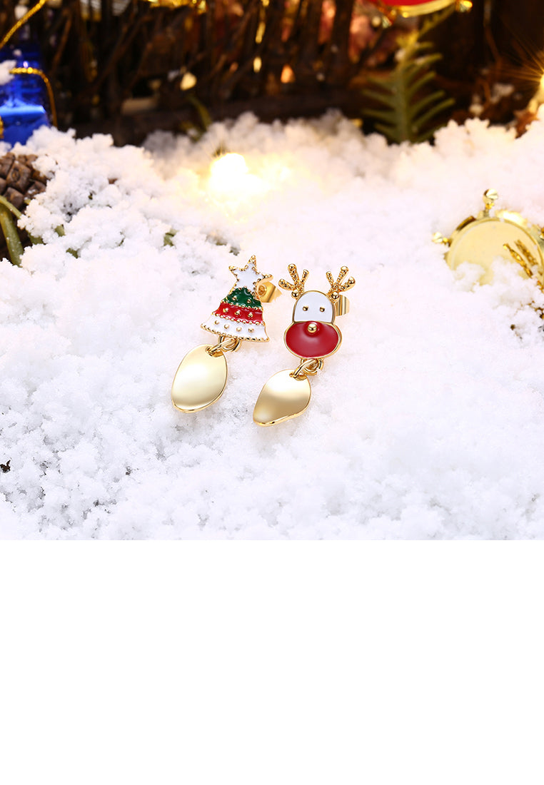 Fashion Christmas Tree and Elk Asymmetric Earrings