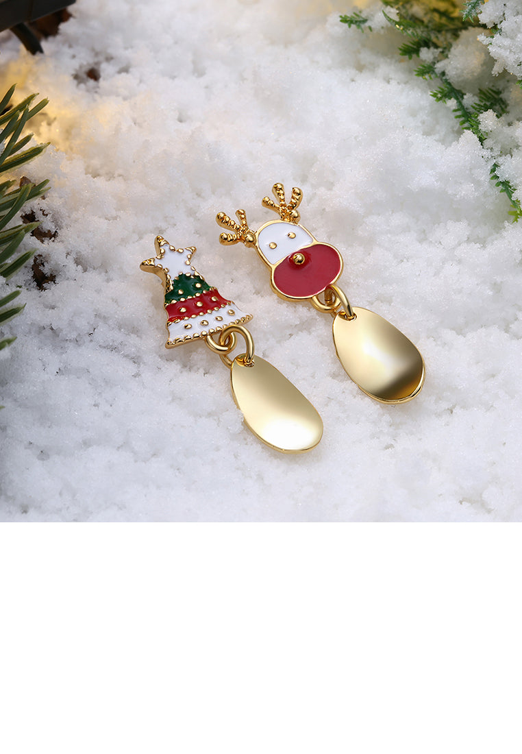Fashion Christmas Tree and Elk Asymmetric Earrings