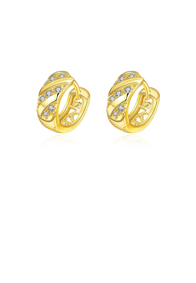 Simple and Fashion Plated Gold Geometric Round Cubic Zircon Stud Earrings