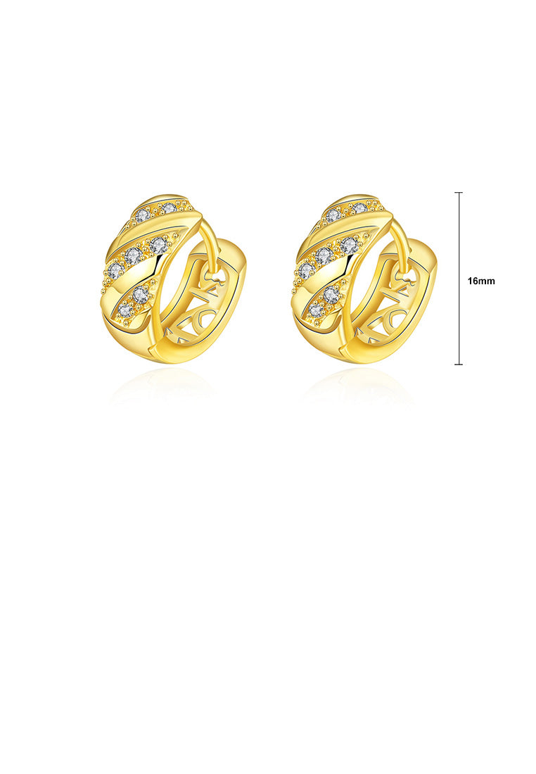 Simple and Fashion Plated Gold Geometric Round Cubic Zircon Stud Earrings