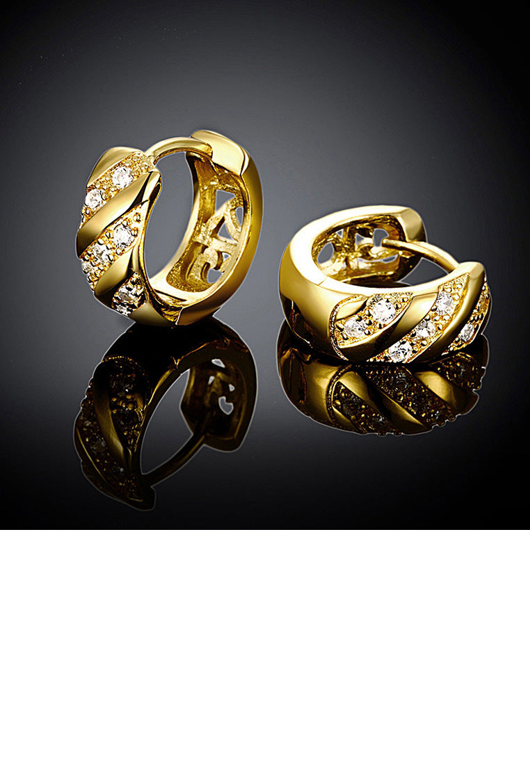 Simple and Fashion Plated Gold Geometric Round Cubic Zircon Stud Earrings