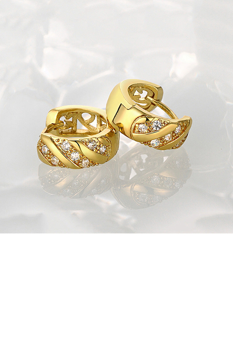 Simple and Fashion Plated Gold Geometric Round Cubic Zircon Stud Earrings