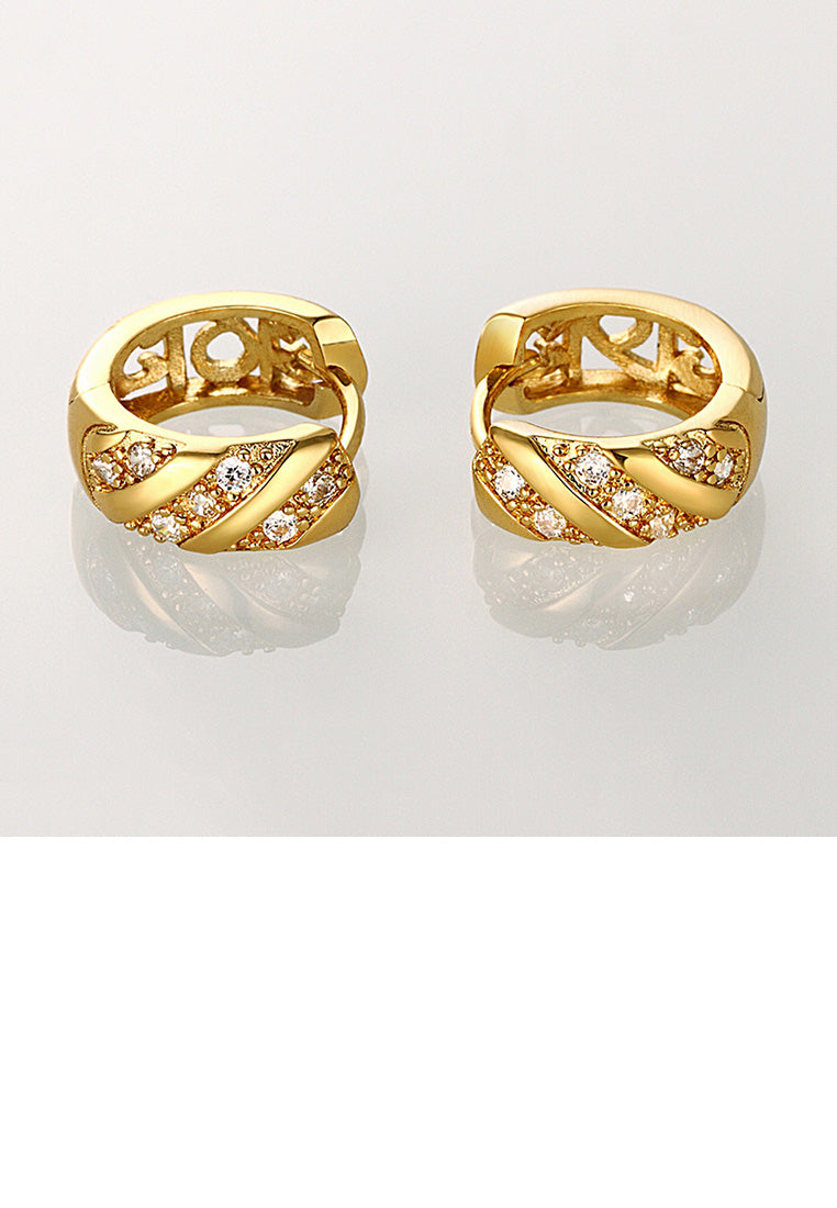 Simple and Fashion Plated Gold Geometric Round Cubic Zircon Stud Earrings