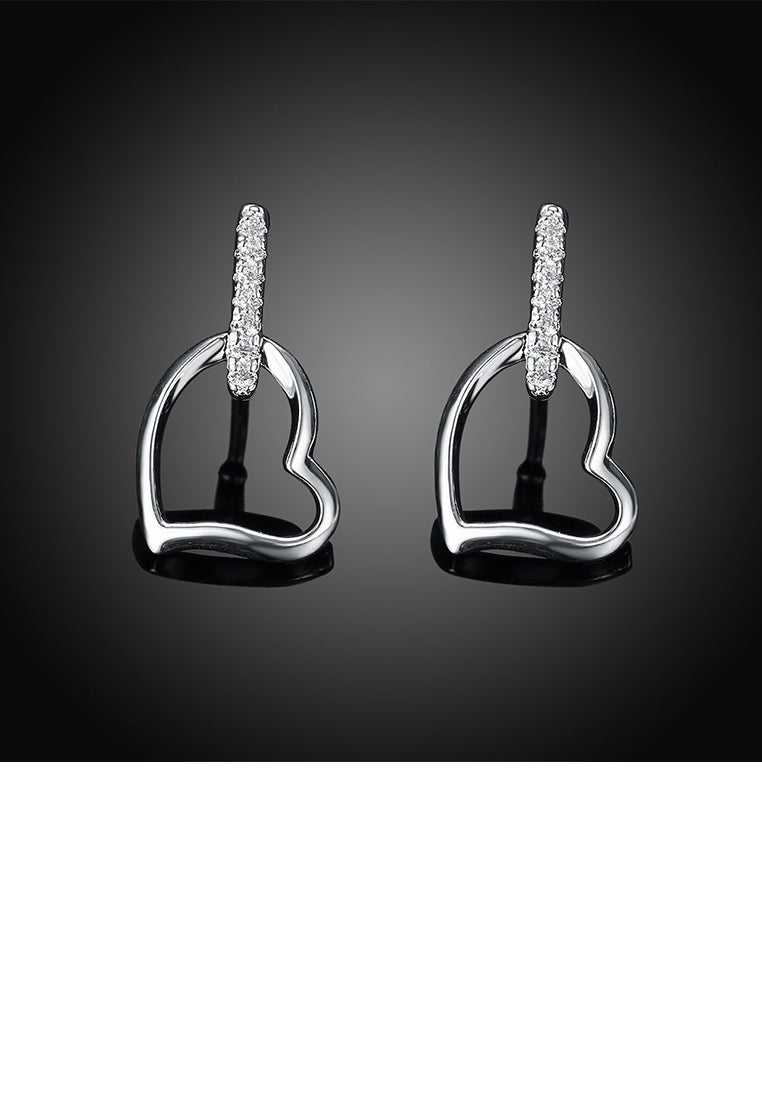Fashion Elegant Hollow Heart Earrings with Cubic Zircon