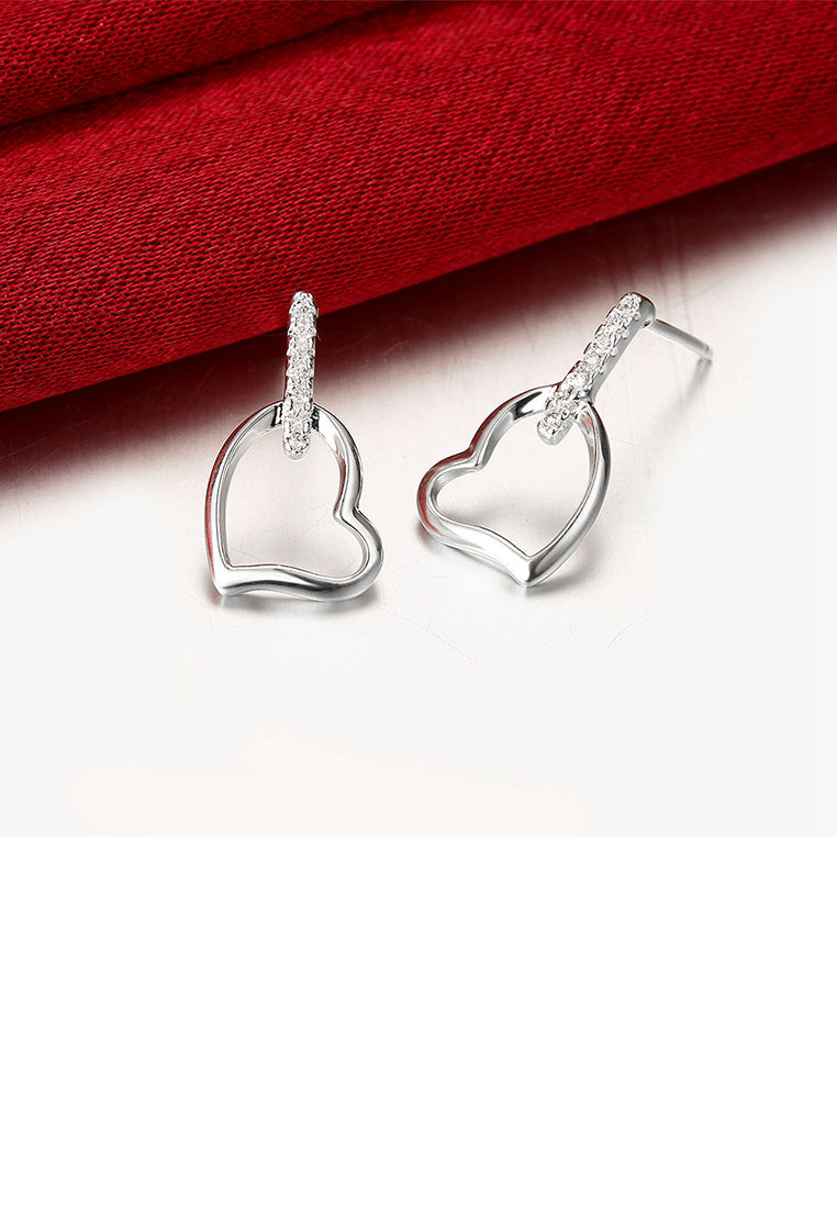 Fashion Elegant Hollow Heart Earrings with Cubic Zircon