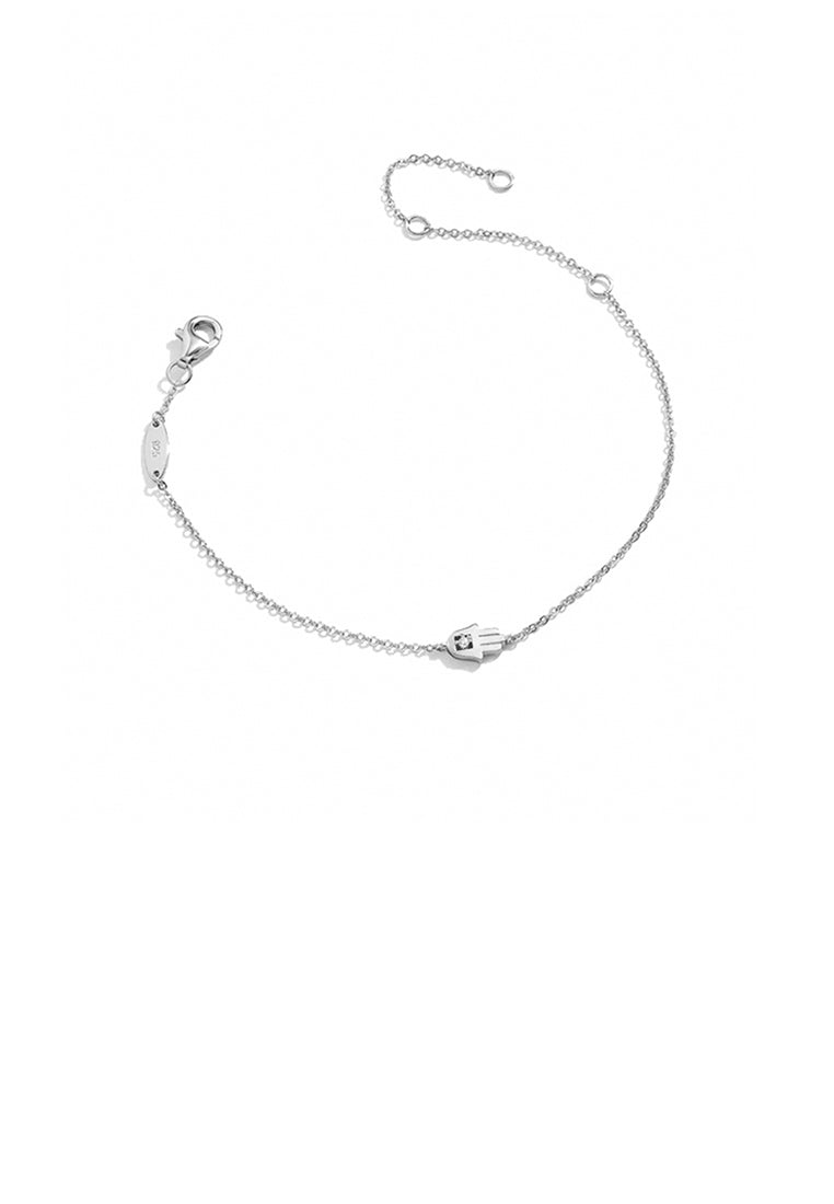 925 Sterling Silver Simple Personalized Devils Palm Bracelet with Cubic Zirconia - Luxurious Look