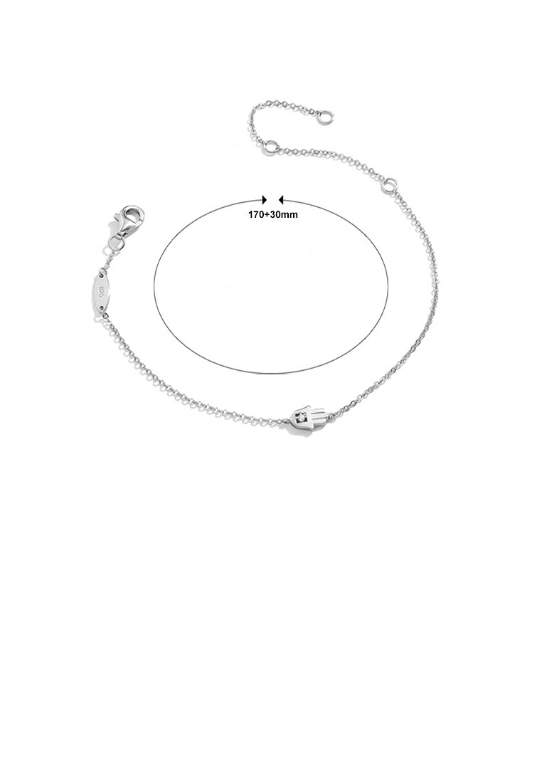 925 Sterling Silver Simple Personalized Devils Palm Bracelet with Cubic Zirconia - Luxurious Look