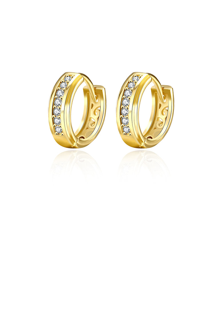 Fashion Plated Gold Earrings with Cubic Zircon