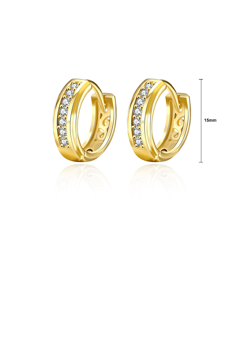 Fashion Plated Gold Earrings with Cubic Zircon
