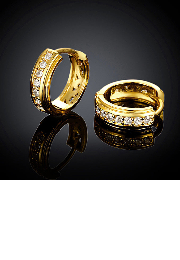 Fashion Plated Gold Earrings with Cubic Zircon